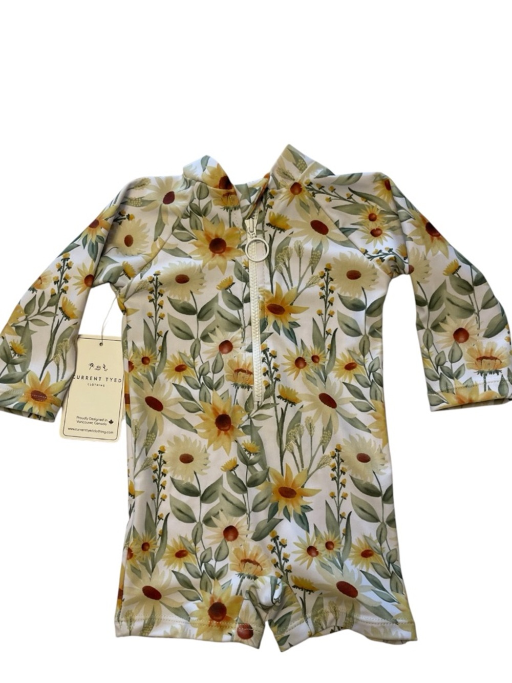 Current Tyed Yellow Sunflower Baby Long Sleeve Swim Coverup